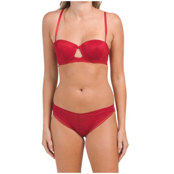 Jessica Simpson Red Lace Bra & Panty Set - Picture 1 of 3